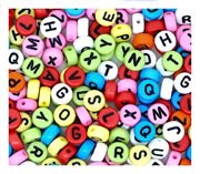 Bogstav Perler. Farvede. Runde og flade. 7 mm. 200 stk.